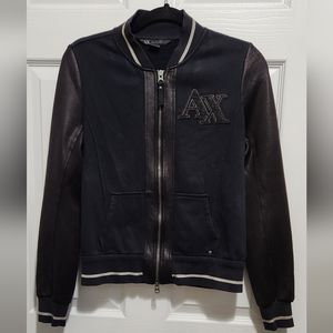 Armani Exchange women's black varsity style zip-up jacket size Medium